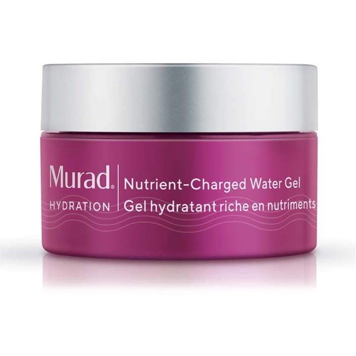 Murad Nutrient-Charged Water Gel fuktkräm ansikte Murad i lila burk med silverlock ger en svalkande fuktande gel.