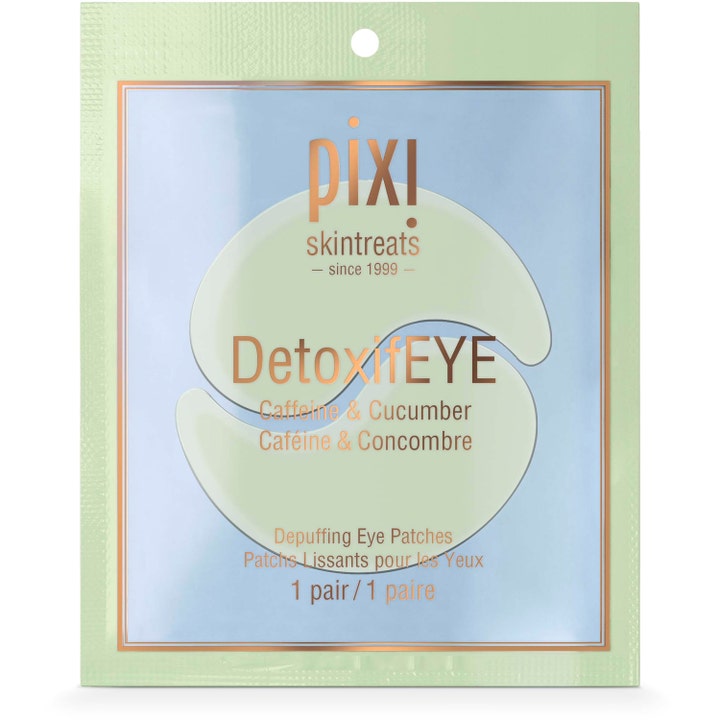 Pixi DetoxifEye 1 par dämpande eye patches med koffein och gurka i en ljusgrön engångsförpackning
