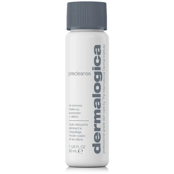 Dermalogica Precleanse 30 ml djuprengörande olja som tar bort smink i en vit flaska med grått räfflat lock