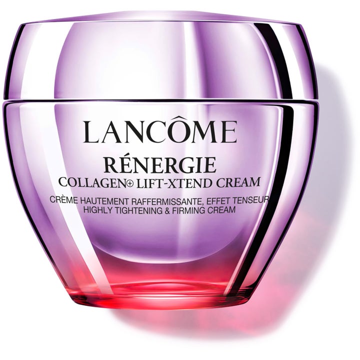 Lancôme Rénergie Collagen+ Lift-Xtend Cream 50 ml uppstramande ansiktskräm i glansig lila glasburk med röd bas.