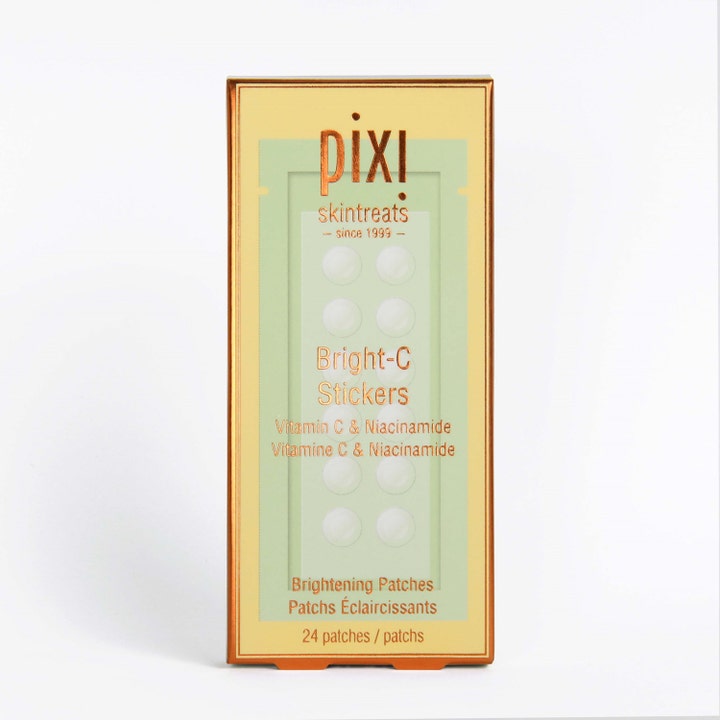 Pixi Bright-C Stickers 24 st lystergivande niacinamide ansiktsplåster i en ljusgrön och gul förpackning