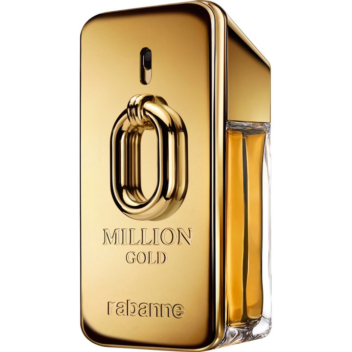 Rabanne Million Gold Eau de Parfum Intense 50ml herrparfym, en intensiv parfym i guldfärgad flaska med kedjelänk