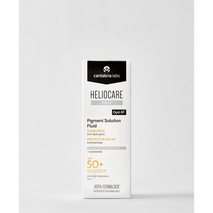 Heliocare Pigment Solution Fluid 50 ml anti pigmentfläckar fluid med niacinamide i vit ytterförpackning