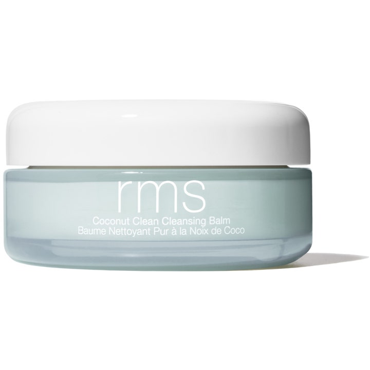 RMS Beauty Coconut Clean Cleansing Balm ansiktsrengöring med kokosolja i en glasburk med vitt lock