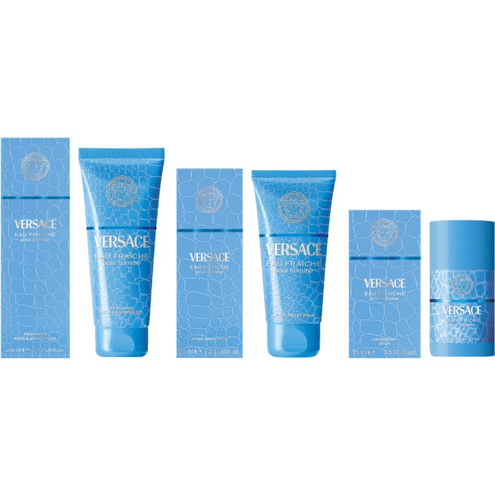 Versace Eau Fraiche After Shave Balm 75 ml lugnande after shave balsam fräsch doft i ljusblå tub med mönster