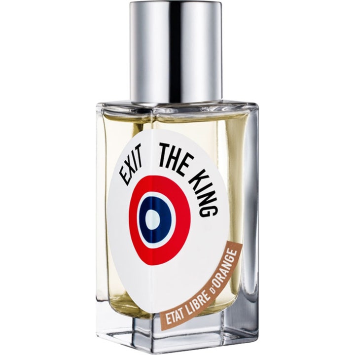 Etat Libre d'Orange Exit The King 50 ml eau de parfum i rektangulär glasflaska med silverkork och rund vit etikett