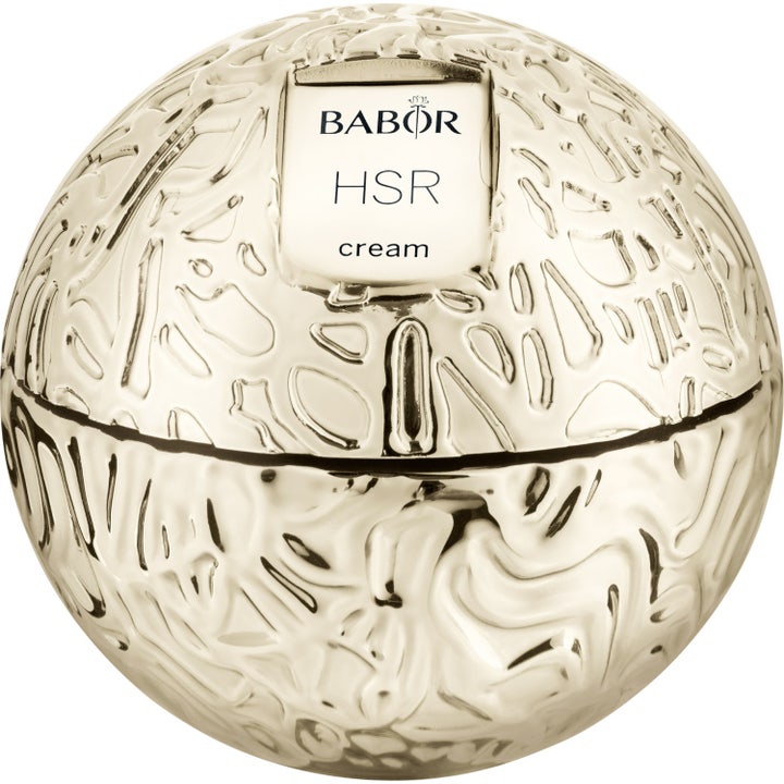 Babor HSR Lifting Cream 50 ml ansiktslyftkräm anti-aging i en klotformad guldfärgad burk för effektiv rynkreducering.