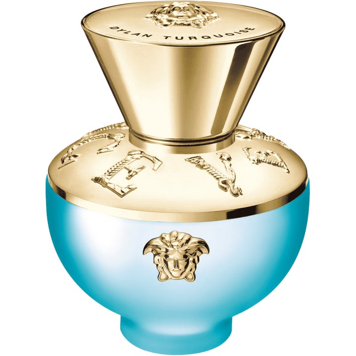Versace Dylan Turquoise Pour Femme 50 ml blommig parfym dam i turkos frostad glasflaska med guldlock