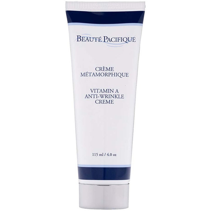 Beauté Pacifique Crème Métamorphique 115 ml vitamin A-kräm motverkar rynkor i vit tub med blå ränder och silverkork