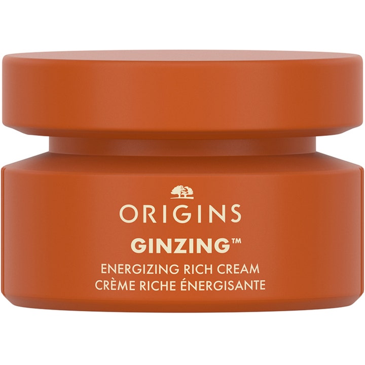Origins GinZing Energizing Rich Cream fuktgivande ansiktskräm Origins ger trött hud en uppfriskande effekt i orange burk.