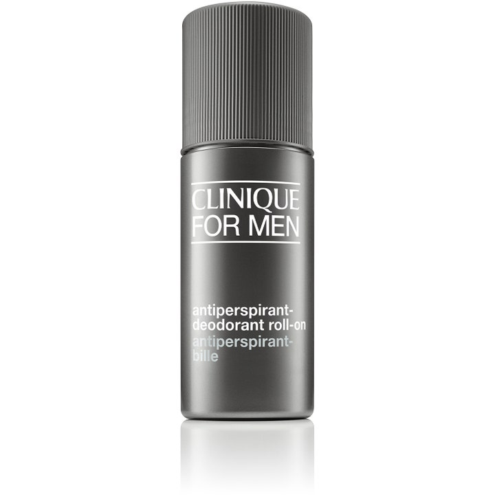 Clinique For Men Antiperspirant-Deodorant Roll-on 75ml är en clinique roll on deodorant i mörkgrå plastflaska med räfflat lock.
