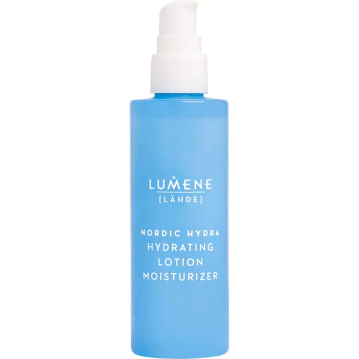 Lumene Nordic Hydra Hydrating Lotion 150 ml återfuktande ansiktslotion i blå frostad flaska med vit pump