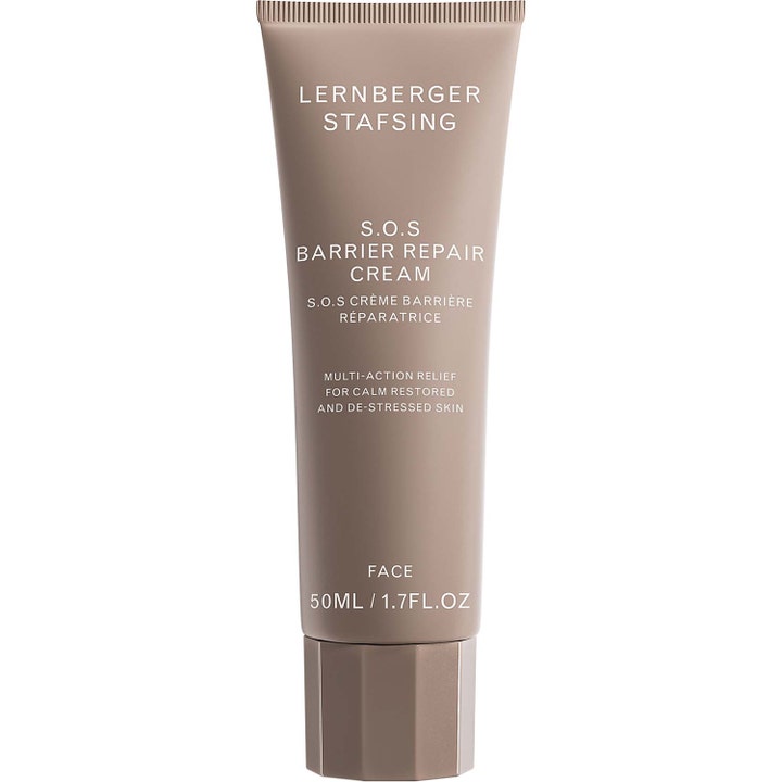 Lernberger Stafsing S.O.S Barrier Repair Cream 50 ml barriärkräm för akutvård känslig hud i beige tub med fasetterat lock