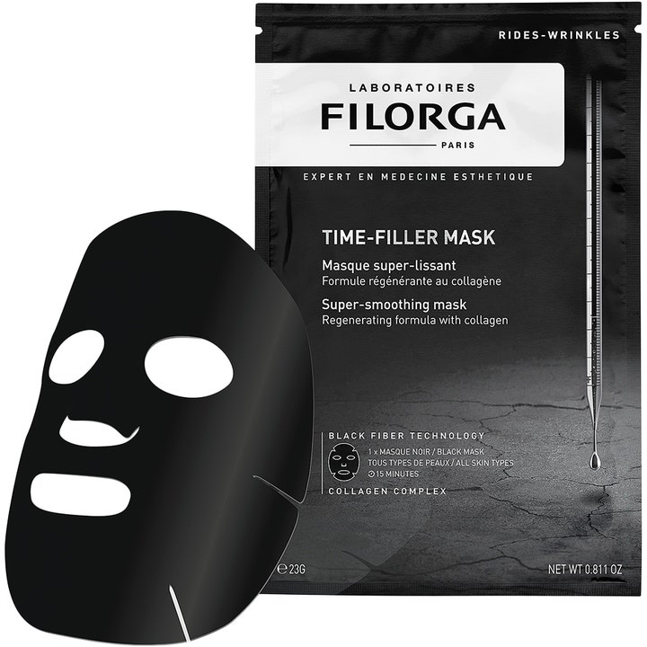 Filorga Time-Filler Mask 23 g ansiktsmask med kollagenkomplex återfuktande svart sheet mask som motverkar rynkor.