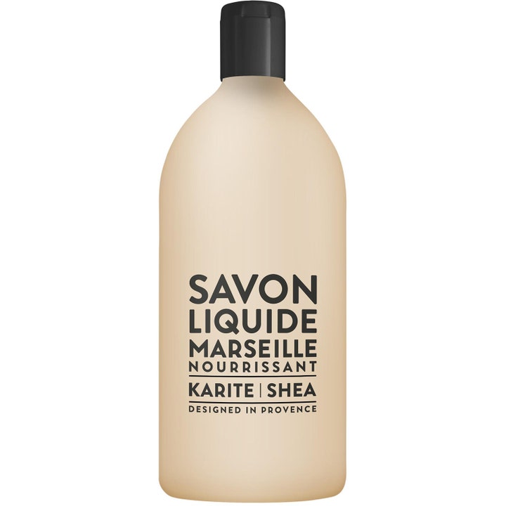 Compagnie de Provence Savon Liquide de Marseille 1000 ml handtvål refill storpack sheasmör i beige flaska med svart lock