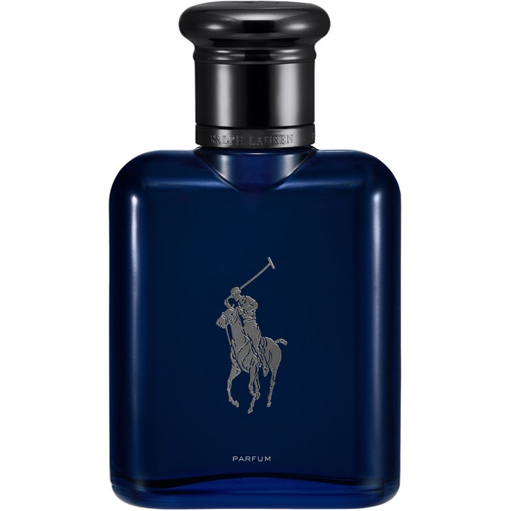 Ralph Lauren Polo Blue Parfum 75 ml herrparfym i en djupblå glasflaska med silverfärgad logotyp och ett svart lock