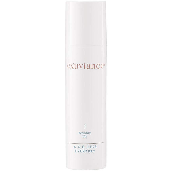Exuviance A.G.E. Less Everyday 50ml age less återfuktande ansiktskräm i en vit stilren flaska för känslig hy