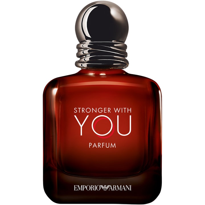 Emporio Armani Stronger With You Parfum 50 ml intensiv herrparfym i mörkröd glasflaska med rökfärgat metallock