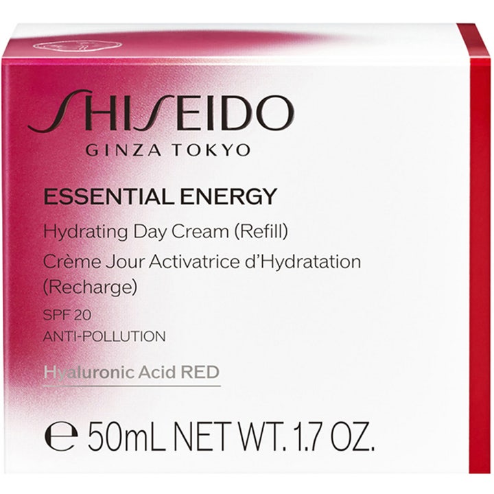 Shiseido Essential Energy Hydrating Day Cream 50 ml refill förpackning med SPF 20 och återfuktande hyaluronsyra