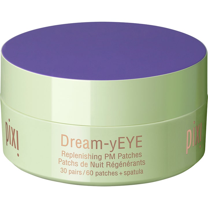 Pixi Dream-y EYE 60 stycken lugnande anti-trötthet ögonpatchar i ljusgrön burk med lila lock