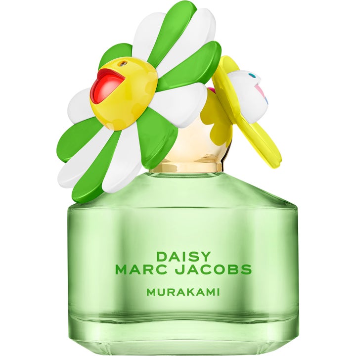 Marc Jacobs Daisy Murakami Green 50 ml parfym i ljusgrön glasflaska med dekorativ vit och grön blomkork