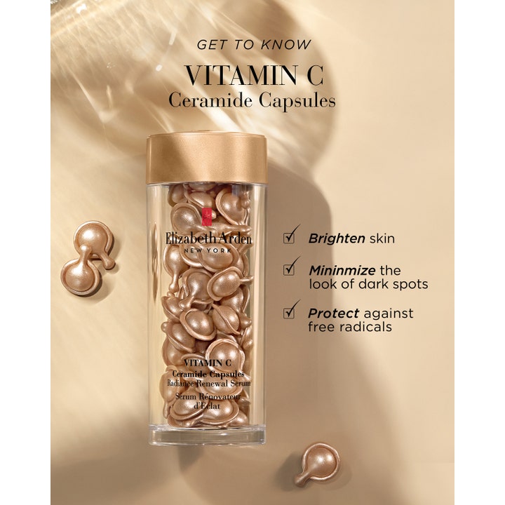 Elizabeth Arden Vitamin C Ceramide Capsules 30 st lystergivande glow ansiktsserum i burk med guldfärgade kapslar