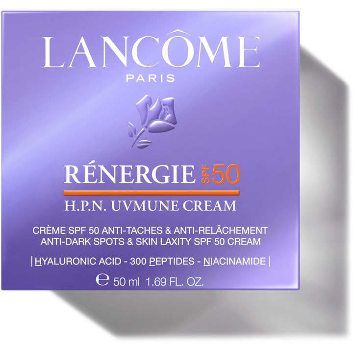 Lancôme Rénergie H.P.N. UVMUNE Cream 50 ml anti ageing dagkräm spf50 i lila ytterförpackning mot mörka fläckar.