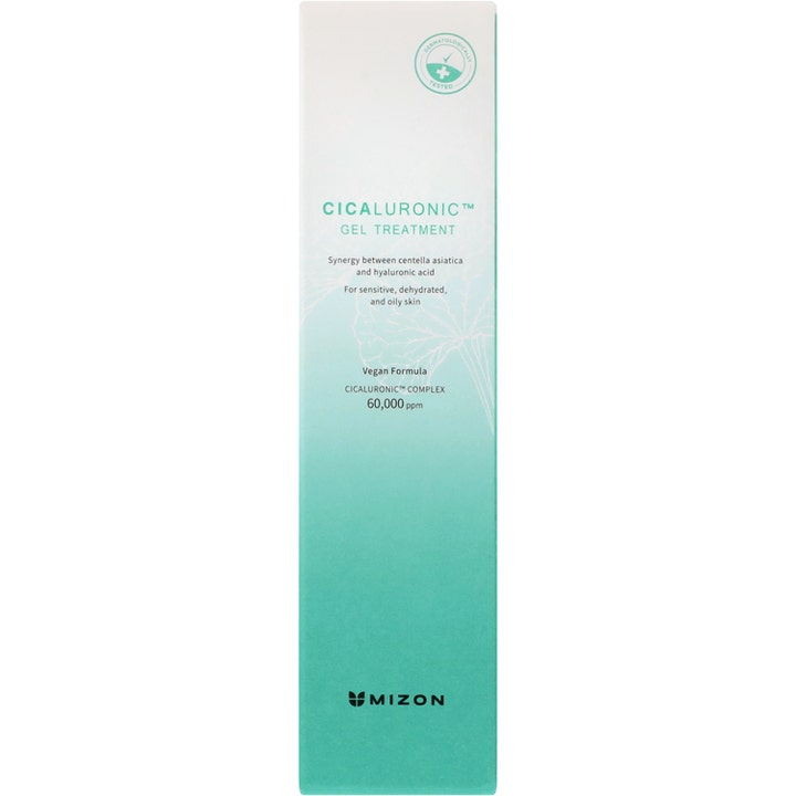 Mizon Cicaluronic Gel Treatment 50 ml centella asiatica hyaluronsyra gel i vit och grön tonad ytterförpackning.