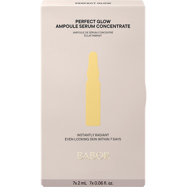 Babor Perfect Glow 14 ml babor glow serum ger lyster och jämn hud i ljusbeige förpackning med gul ampull