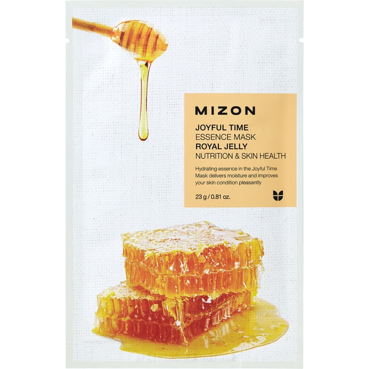 Mizon Joyful Time Essence Mask Royal Jelly 23 g närande Mizon sheet mask för torr hud med motiv av gyllene honungskaka