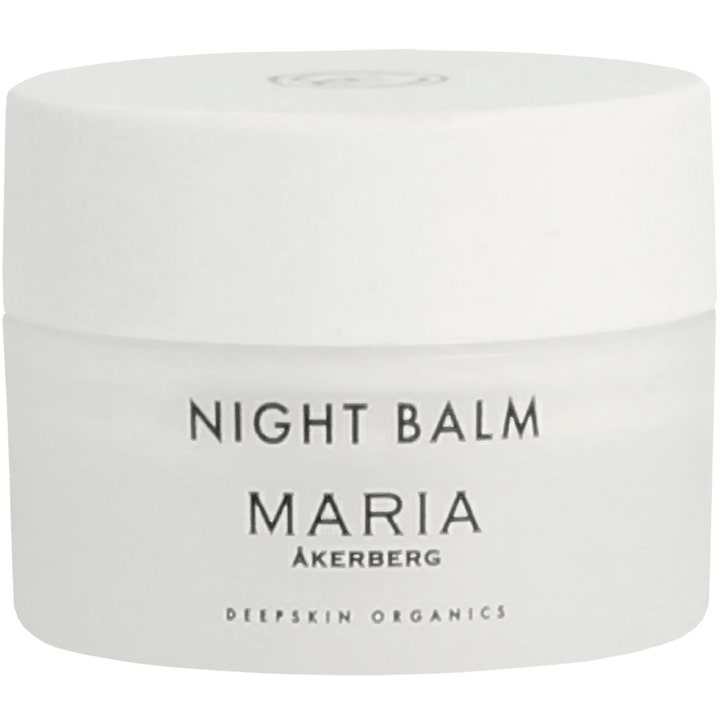 Maria Åkerberg Night Balm 50 ml ekologisk nattkräm för cellförnyelse ansiktsvård i vit frostad glasburk