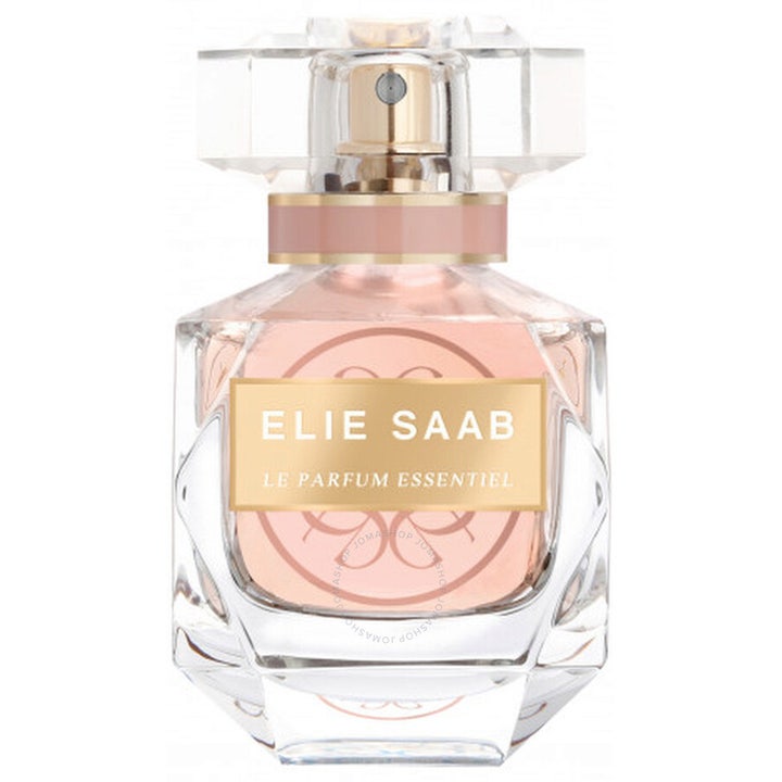 Elie Saab Le Parfum Essentiel 30 ml eau de parfum i fasettslipad glasflaska med rosa vätska och guldiga detaljer