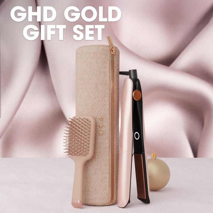 Gold Hair Straightener - Festive Gift Set in Cashmere Beige