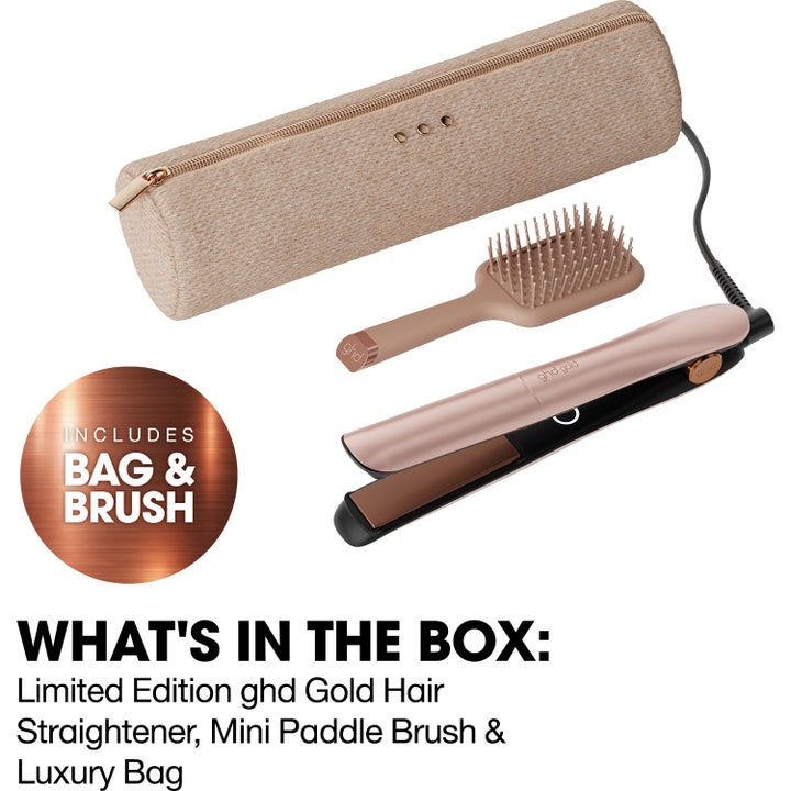 Gold Hair Straightener - Festive Gift Set in Cashmere Beige