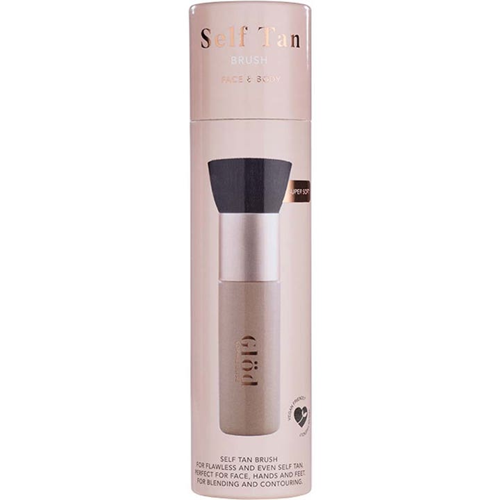 Glöd Sophie Elise Self Tan Brush 1 st selftanborste för jämn finish i en stilren ljusrosa tubformad förpackning.