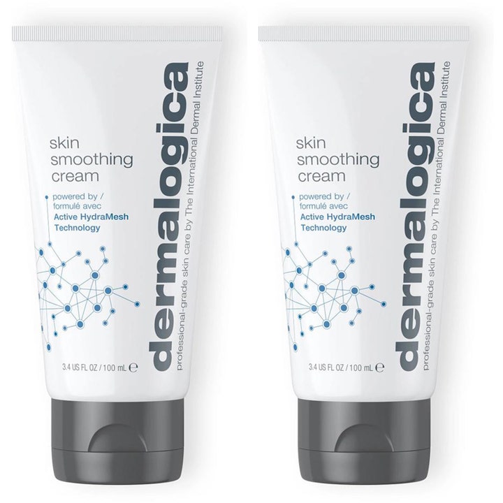 Dermalogica Skin Smoothing Cream 100 ml återfuktande ansiktskräm som ger fukt i två vita tuber med grå lock.