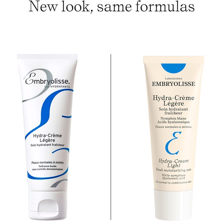 Embryolisse Hydra-creme Legere 40 ml dagkräm normal hy visar ny och gammal tub med hyaluronsyra och näckros.