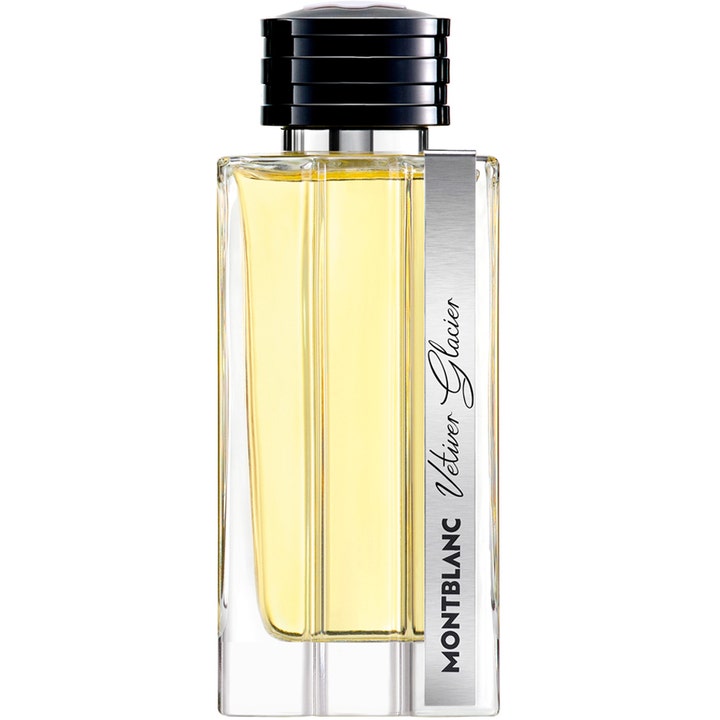 Montblanc Vetiver Glacier 125 ml elegant parfym män i en hög glasflaska med ljusgul vätska och svart lock