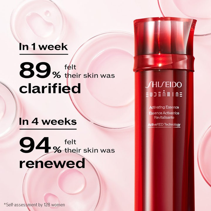 Shiseido Defend Eudermine Activating Essence 150 ml aktiverande essence hudvård i röd flaska för förnyad hy.