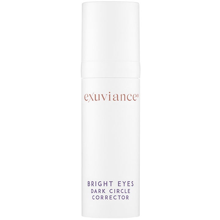 Exuviance Bright Eyes Dark Circle Corrector 15 ml uppljusande ögonkräm mot mörka ringar i vit stilren pumpflaska