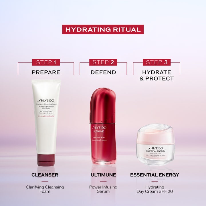 Shiseido Essential Energy Hydrating Day Cream 50 ml återfuktande dagkräm med spf 20 som steg tre i en hudvårdsrutin.