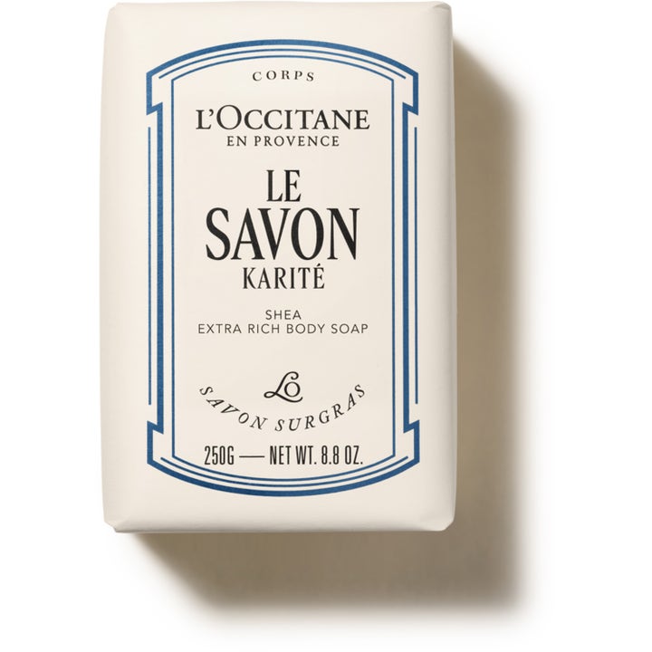 L'Occitane Shea Extra Rich Body Soap 250g återfuktande tvål med shea i krämvit pappersförpackning