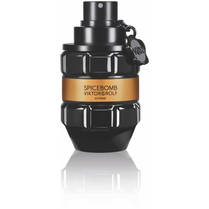 Viktor & Rolf Spicebomb Extreme 50 ml eau de parfum herr i en svart handgranatsformad flaska med ett kopparfärgat band