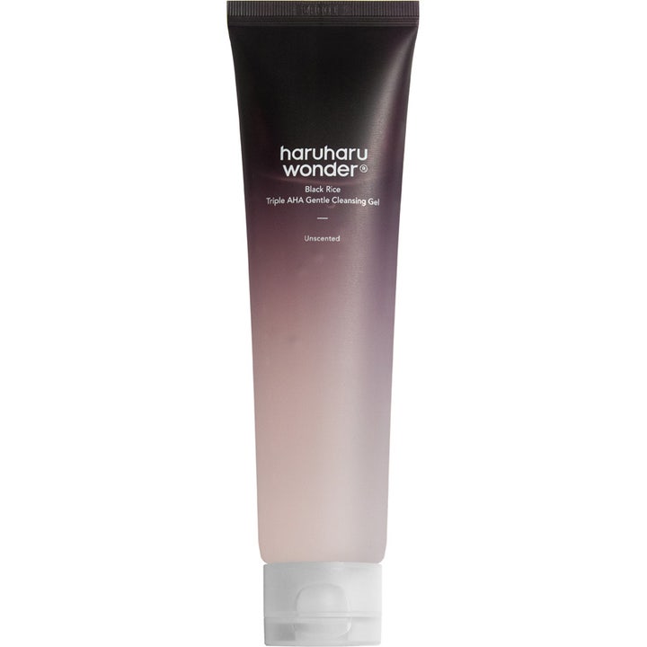 Haruharu Wonder Black Rice Triple AHA Gentle Cleansing Gel 100ml skonsam aha-syra daglig rengöring i lila tonad plasttub