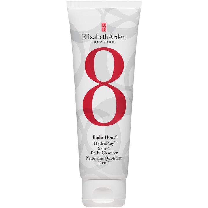 Elizabeth Arden Eight Hour HydraPlay 2-in-1 Daily Cleanser återfuktande ansiktsrengöring i vit tub med röd åtta