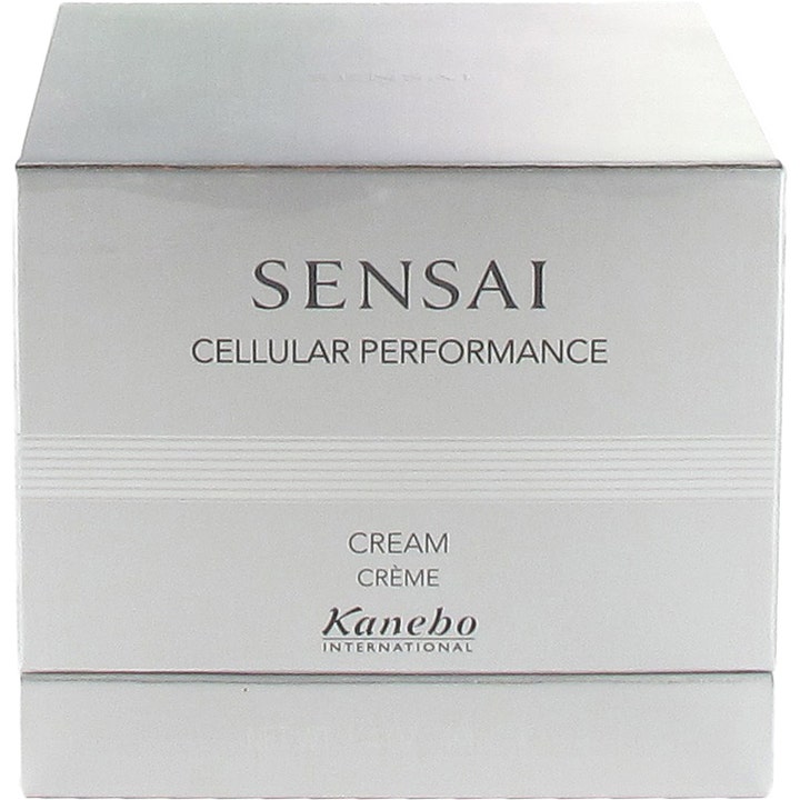 Sensai Cellular Performance Cream 40 ml återfuktande dagkräm i en silverfärgad ytterförpackning med ränder.