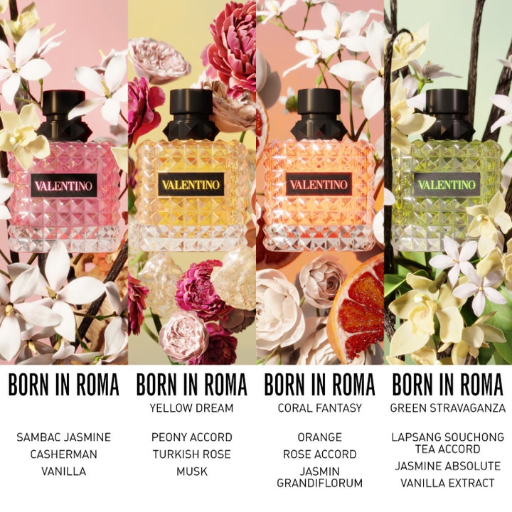 Valentino Born in Roma Donna Green Stravaganza 30 ml grön parfym i en serie nitarprydda glasflaskor med blommor