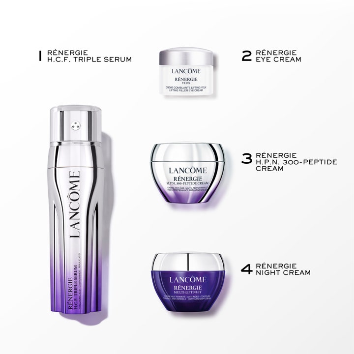 Lancôme Rénergie H.C.F. Triple Serum Face Routine Set 1 st hudvårdskit med fyra numrerade produkter i silver och lila