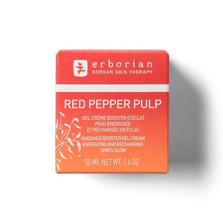 Erborian Red Pepper Pulp 50 ml lystergivande ansiktskräm i röd och orange pappersförpackning