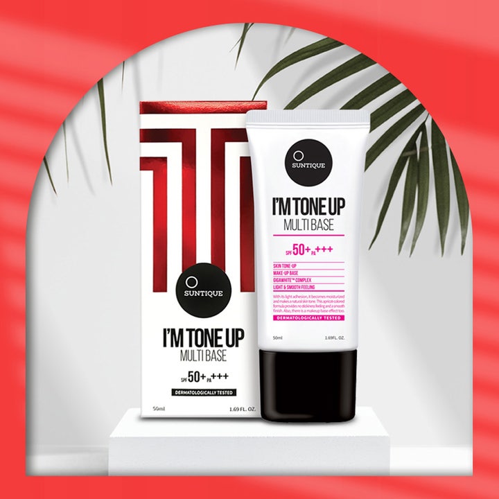 Suntique I’m Tone Up Multi Base 50 ml dermatologiskt testad primer med spf 50 i vit tub och ytterkartong